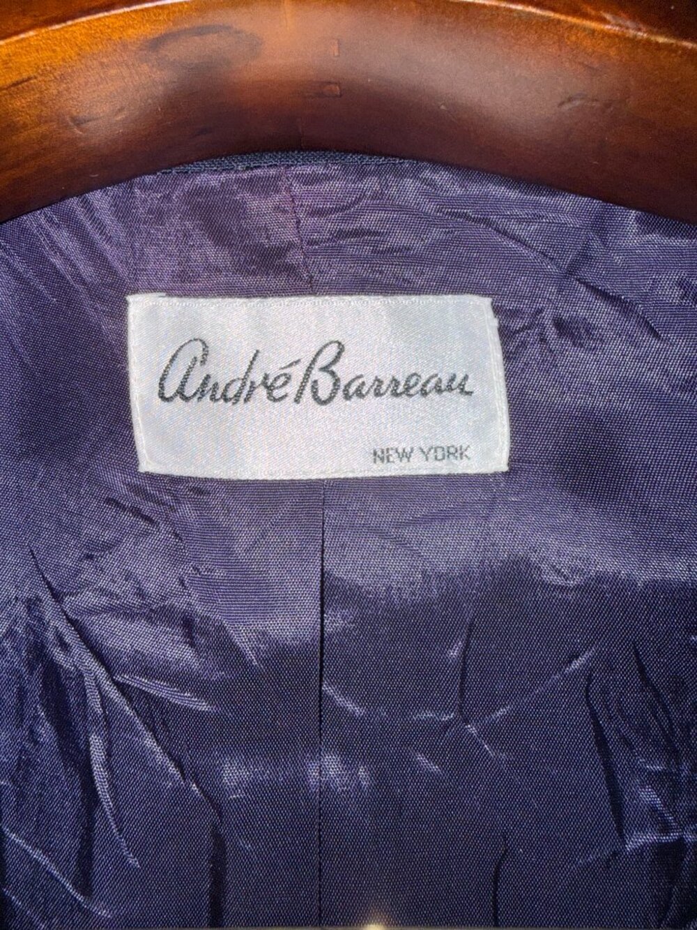 Vintage 90s Andre Barreau Navy Classic Double Breasted Preppy Blazer - Picture 5 of 8